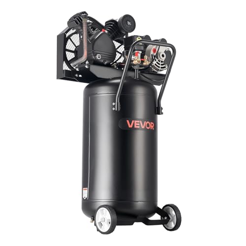 VEVOR 25-Gallon Air Compressor, 2HP 5.5 SCFM at 90PSI, Max 200PSI Pressure Oil-Lubricated Air Compressor Tank, Portable on Wheels for Auto Repair, Tire Inflation, Spray Painting, Woodwork Nailing 120V - size: 25 Gallon 200 PSI