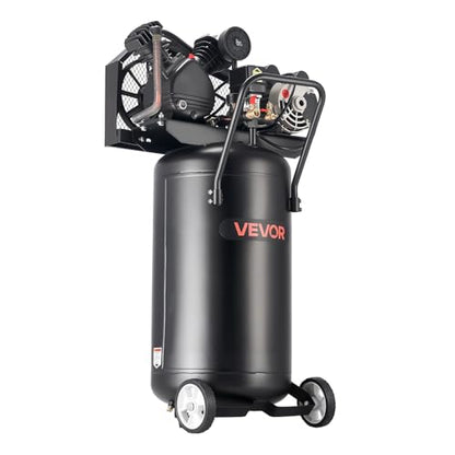 VEVOR 25-Gallon Air Compressor, 2HP 5.5 SCFM at 90PSI, Max 200PSI Pressure Oil-Lubricated Air Compressor Tank, Portable on Wheels for Auto Repair, Tire Inflation, Spray Painting, Woodwork Nailing 120V - size: 25 Gallon 200 PSI