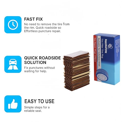 Tire Plugs 150pcs,Rubber Tire Repair Plugs Automotive Tire Puncture Repair Tool 4" x 1/4" for Tubeless Tires