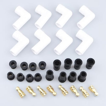 AC PERFORMANCE 90 Degree Ceramic Spark Plug Boot Kit White 8PCS - color: White, size: 90 Degree - 8PCS