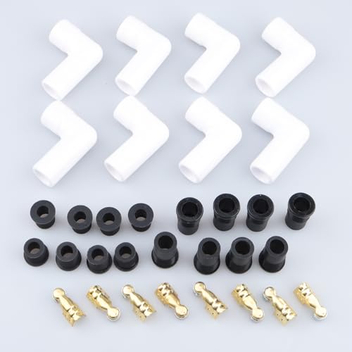 AC PERFORMANCE 90 Degree Ceramic Spark Plug Boot Kit White 8PCS - color: White, size: 90 Degree - 8PCS