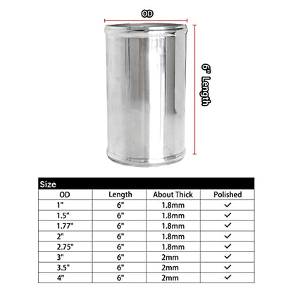 OD 3"(76mm), Length 6" (152mm) Aluminum Pipe Intake Adapter, 3" Tube Joiners Straight Piping Universal Air Turbo Intercooler Tubing Connector - size: OD: 3" (76mm)