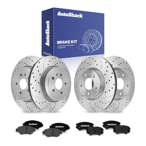 AutoShack Front & Rear Coated Rotors & Ceramic Pads for Chevy Camaro 2015 - style: TurborGuard & Pad