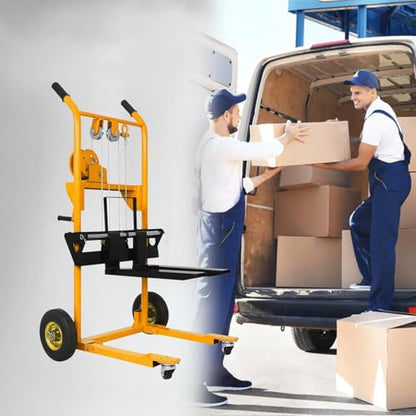 Apollo Material Lift Stacker, Pallet Truck Dolly 440lbs Cap. 35.4" Max Lift - color: Yellow, size: Winch-440lbs-35.4" Lift