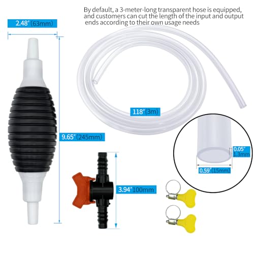 Multifunction Liquid Sucker Pump High Flow Manual Fuel Pump 9.8 Ft Hose -Portable Hand Siphon Transfer Pump Kit fit for Gasoline Oil Diesel Water Liquid Fluid