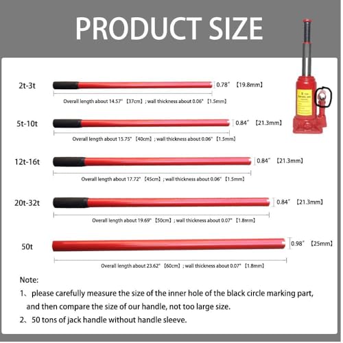 Jack Handle for Car Bottle Vertical Hydraulic Bottle Jack Handle （Red，2t-3t） - size: 2t-3t