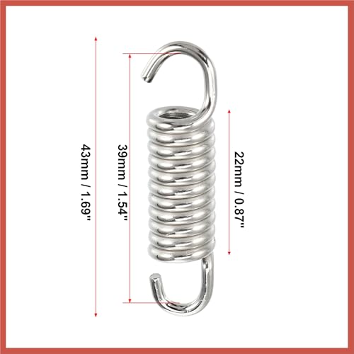 ACROPIX 4 Pcs 43mm 1.69" Motorcycle Muffler Exhaust Pipe Spring Universal Stainless Steel Silver Tone Car Parts