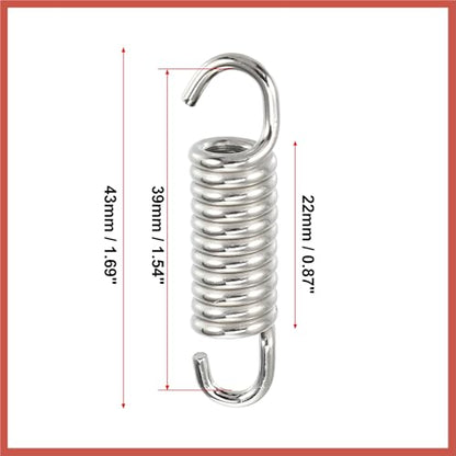 ACROPIX 4 Pcs 43mm 1.69" Motorcycle Muffler Exhaust Pipe Spring Universal Stainless Steel Silver Tone Car Parts