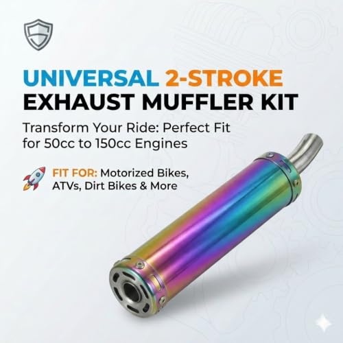 BADASS SHARKS 22mm Exhaust Muffler 2-Stroke 50cc-150cc Dirt Bike Scooter - color: Colorful