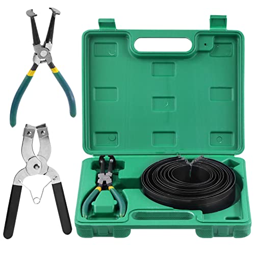 Glarks 15Pcs Auto Engine Piston Ring Compressor Tool Set Including 2Pcs Piston Ring Pliers and 14Pcs Piston Rings (62-145mm/2.44-5.71in) for Repairing Car Truck Auto Engine