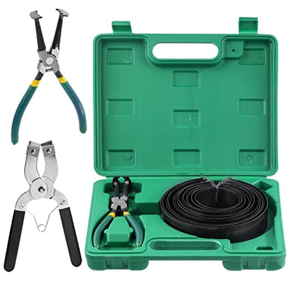 Glarks 15Pcs Auto Engine Piston Ring Compressor Tool Set Including 2Pcs Piston Ring Pliers and 14Pcs Piston Rings (62-145mm/2.44-5.71in) for Repairing Car Truck Auto Engine