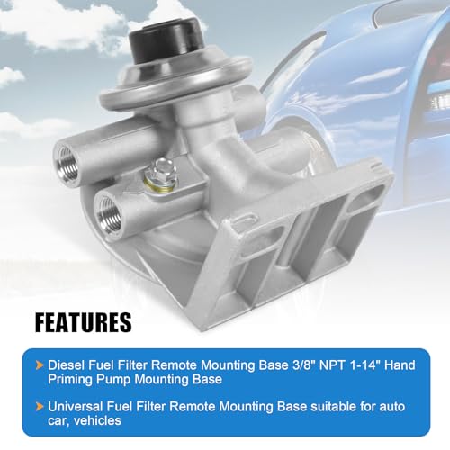 3/8" NPT 1-14" Diesel Fuel Filter Mounting Base Hand Priming Pump Mounting Base Universal