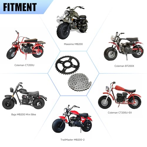YOXUFA 40 Tooth Sprocket 420 Chain with Rear Drive Chain 90 Links Replacement for Coleman Mini Bike CT200U BT200X CT200U-EX Baja Warrior TrailMaster MB200 Axis M200 Predator 212 196cc 200cc 6.5hp Part