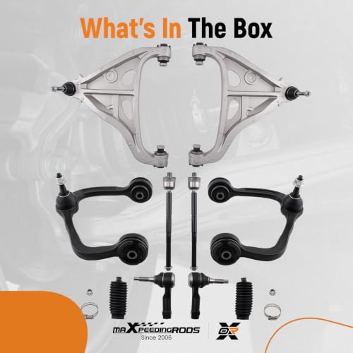 maXpeedingrods 4WD 10Pcs Front Upper & Lower Control Arms w/Ball Joints for 2004-2008 Ford F-150 2006-2008 Lincoln Mark LT, 2 Tie Rods 2 Boots OE#K80308 K80403 - size: 10PCS