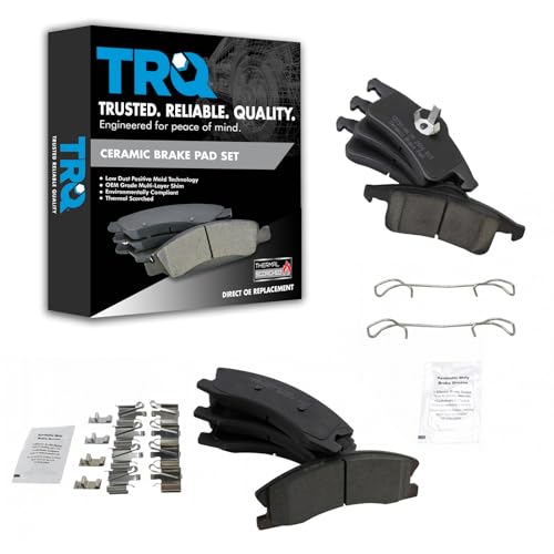 TRQ Front and Rear Brake Pad Set Ceramic - color: Ceramic, size: BFA12936