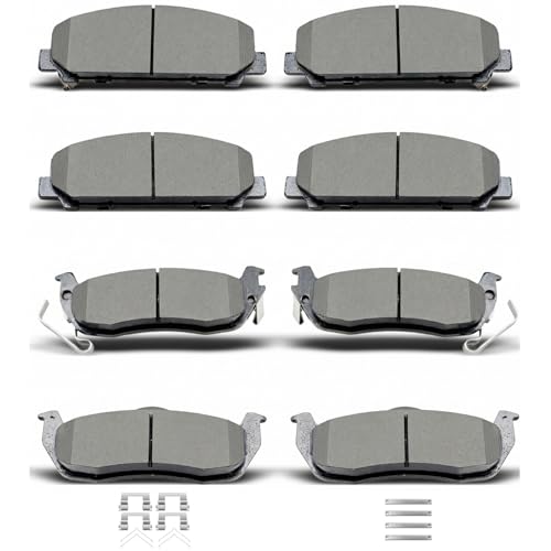 Front & Rear Ceramic Brake Pads With Clips Compatible with 2007-2010 Infiniti QX56, 2007-2015 Nissan Armada, 2008-2015 Nissan Titan - size: D1041 D1509