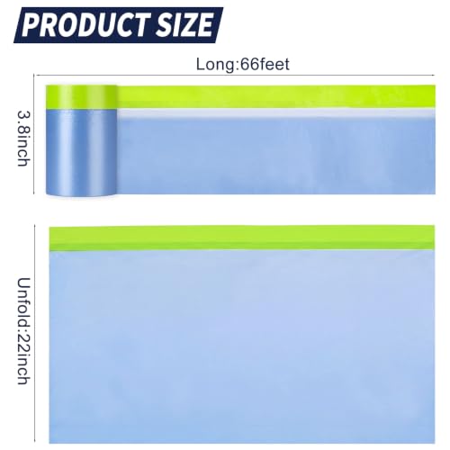 12 Rolls Pre-Taped Masking Film, 22" x 66 ft Painters Plastic
