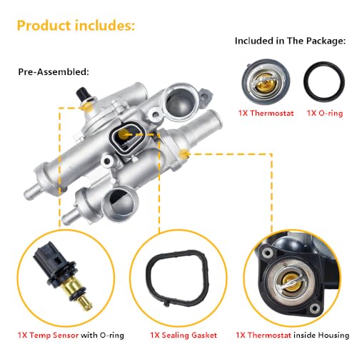 68003582AB Aluminium Engine Coolant Thermostat Housing | Fit for Chrysler 200 Sebring Dodge Avenger 09-14, Caliber Journey 09-20, Jeep Compass Patriot 07-17 2.4L | OE 902-319 657203 - size: Aluminium Housing