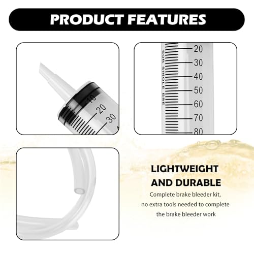 5PCS Motorcycle Brake Bleeder Kit,Disc Brake Fluid Bleeder Kit Includes Hose,100ml Syringe,Clamp,Screws,Profesional Reverse Brakes Bleeders Kits for Motorcycle,Quads,Scooters