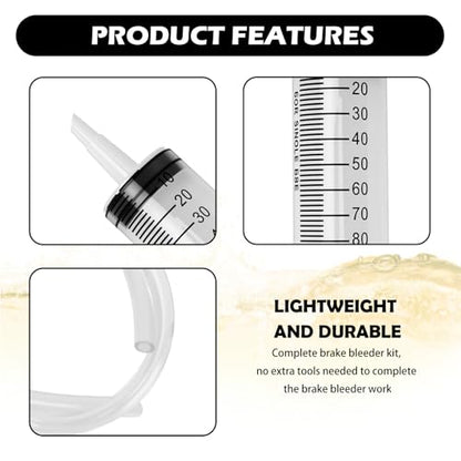 5PCS Motorcycle Brake Bleeder Kit,Disc Brake Fluid Bleeder Kit Includes Hose,100ml Syringe,Clamp,Screws,Profesional Reverse Brakes Bleeders Kits for Motorcycle,Quads,Scooters