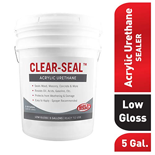 Rain Guard Water Sealers - CLEAR-SEAL - Professional Sealer And Finish Coat For Decorative Concrete, Stone, And Other Masonry Surfaces - Acrylic Urethane Coating - Low Gloss - Ready To Use - 5 Gallon - color: Low Gloss, size: 5 Gallon