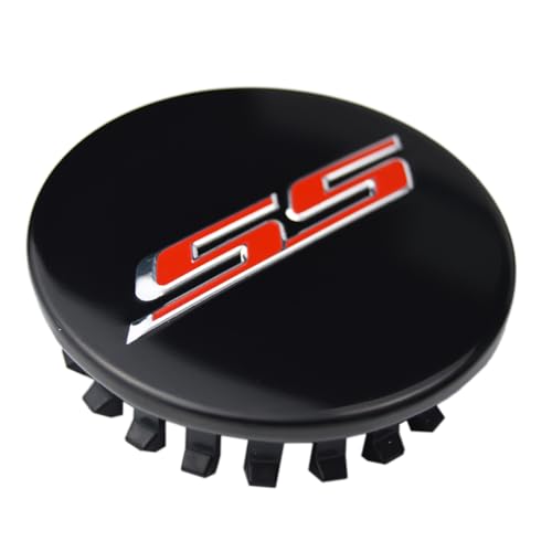(Set of 4) 68mm=2.67 inches SS Wheel Center Cap Covers Hub Cap Emblem Badge Trim for Generation Chevrolet Camaro 19351758 2016-2025 - color: Red SS on gloss black cap