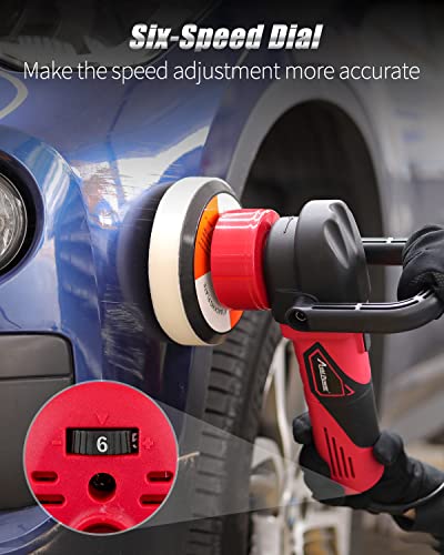 AVID POWER 5"/6" Dual Action DA Polisher Kit 6-Speed Random Orbital Buffer - color: Black&red