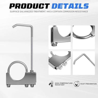 2.5" Universal Exhaust Clamp with Hanger, 2 PCS - size: 2.5 Inch