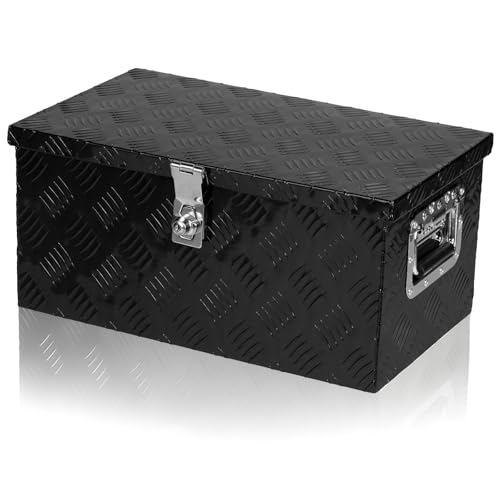 20 Inch Aluminum Truck Bed Tool Box with Side Handles, Lock - color: Black, size: 20"