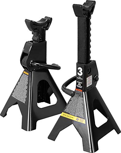 Torin 3 Ton (6,000 LBs) Capacity Steel Jack Stands, 2 Pack, Black, AT43202B - style: Jack Stand