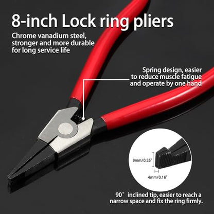 8-Inch Lock Ring Pliers Special Circlip Pliers Angle Tip - size: 8" Angle Tip Ultra Light