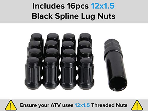RockTrix RT116 14x7 ATV UTV Wheel 4x110 5+2 Offset Black with 12x1.5 Nuts - size: 14x7 (5+2)
