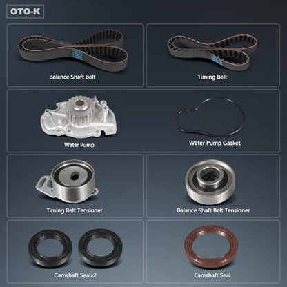 OTO-K Timing Belt Kit with Water Pump Compatible with Honda Accord 1994-2002,Odyssey 1998,Acura CL 1997-1999,Isuzu Oasis 1998-1999,2.2L 2.3L L4 SOHC,Replace #TCKWP244 TBK244 TBKWP244 - size: TBK244