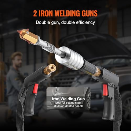 VEVOR Spot Welder Dent Puller, 3KW Stud Welder Dent Repair Kit with 2 Welding Guns, Auto/Manual Welding & 7 Modes, 110V Auto Body Spot Welding Dent Repair Machine for Car, Truck Dent Repair - style: Dual Welding Gun Version