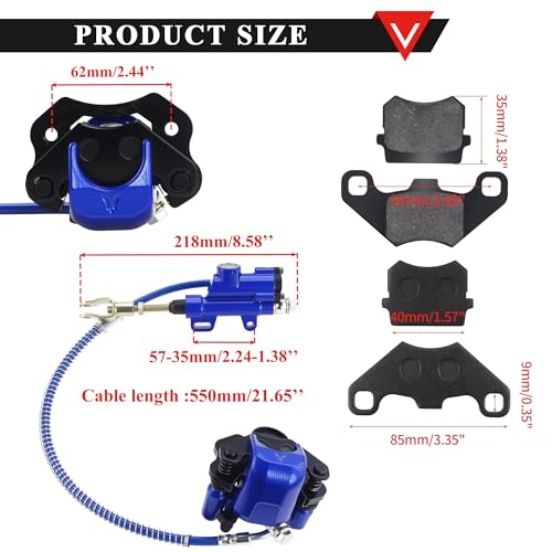 PRO BAT Rear Brake Master Cylinder Caliper With Brake Pad Assembly - color: Blue