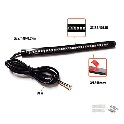 Motorcycle LED Turn Signal Tail Brake Stop Integrated Light 8" Rear LED Motorcycle Taillight License Plate Light Strip for Bike ATV SUV