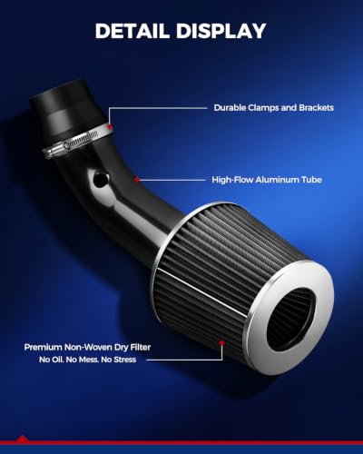 KAX 3" Universal Cold Air Intake Kit for Honda Accord (Black)