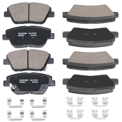 Front & Rear Ceramic Brake Pads Set with Hardware for 2011-2015 Hyundai Sonata & Kia Optima - style: HZ1444+HZ1544