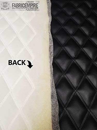Vinyl Quilted Foam Fabric with 3/8" Foam Backing Upholstery / 52" Wide/Sold by The Yard/FABRIC EMPIRE (Marine Grade Black, Double Stitched Diamond 2" x 3") - color: Marine Grade Black, size: Double Stitch Diamond