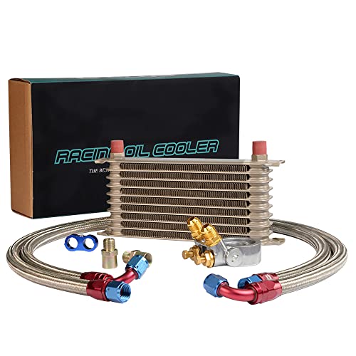 PIT66 Universal AN10 Engine Transmission Oil Cooler Fit Japanese Model - color: Gold, size: 10 Row Japanese Model-C Set 1