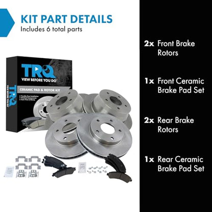 TRQ Front and Rear Ceramic Brake Pad and Rotor Set - style: BKA11102