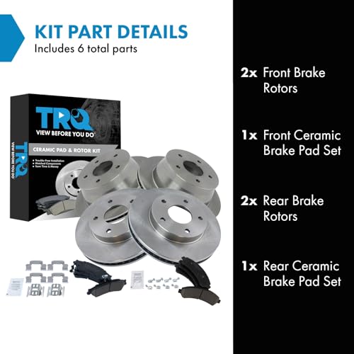TRQ Front and Rear Ceramic Brake Pad and Rotor Set - style: BKA11102