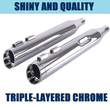 SHARKROAD 4.0 Slip Ons Mufflers For Harley Touring Models 09-16 - style: 4.0" Chrome, HDMF-409521CC