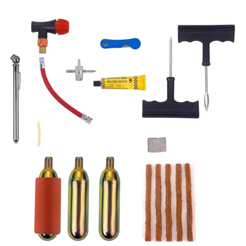 CO2 Tire Repair Kit with Inflator for Tubeless Tires, Motorcycle ATV UTV