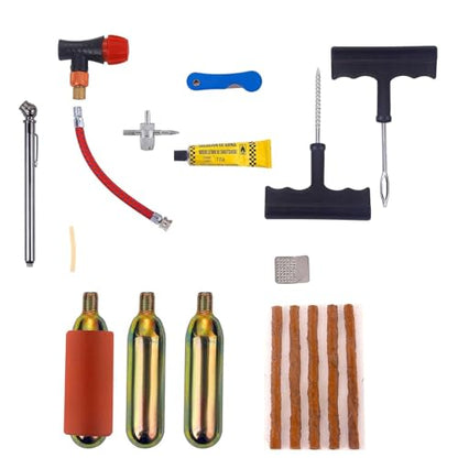 CO2 Tire Repair Kit with Inflator for Tubeless Tires, Motorcycle ATV UTV