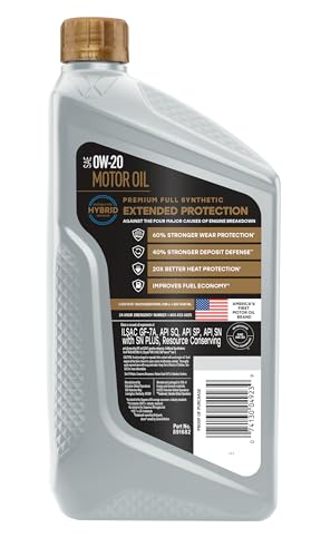 Valvoline Extended Protection Full Synthetic Motor Oil SAE 0W-20 1 QT - size: 1 QT, style: Extended Protection
