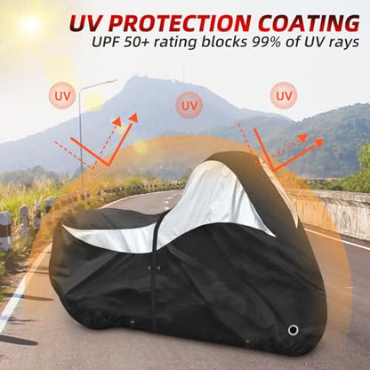 600D Motorcycle Cover, Heavy Duty Waterproof Motorcycle Covers Outdoor Storage with Lock-Holes Compatible with Harley Davidson, Honda, Suzuki, Yamaha (Side Box) - size: Side Box