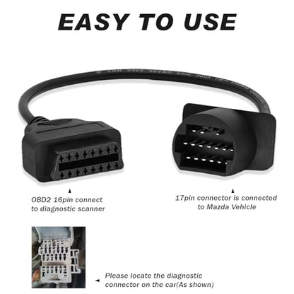 OBD2 Adapter for Mazda 17 Pin OBD1 to 16 Pin OBD2 Diagnostic Cable - style: Fit for mazda-17pin