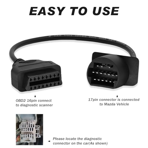 OBD2 Adapter for Mazda 17 Pin OBD1 to 16 Pin OBD2 Diagnostic Cable - style: Fit for mazda-17pin