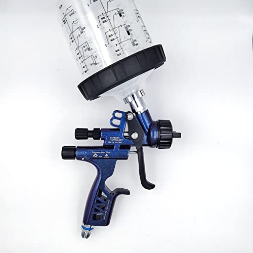 HVLP 6800B spray gun 1.3mm with no wash cup and adapter car spayer painting tool spray air paint gun airbrush low pressure 260L/MIn (Blue)